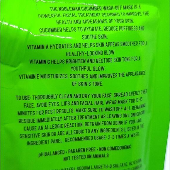The Nobleman Men's Skin Care Travel Set | Cucumber Wash-Off Face Mask Treatment - Picture 4 of 7